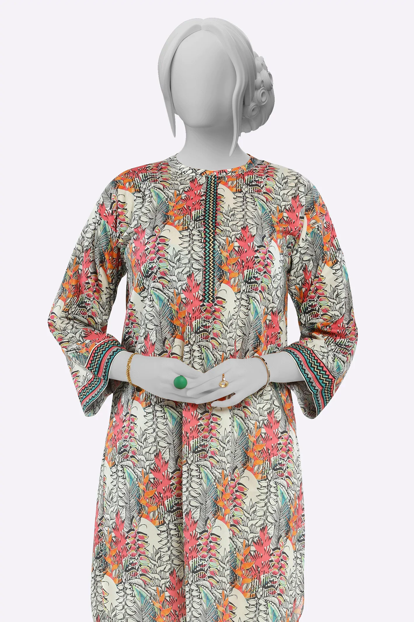 White Printed Kurti - Image 2