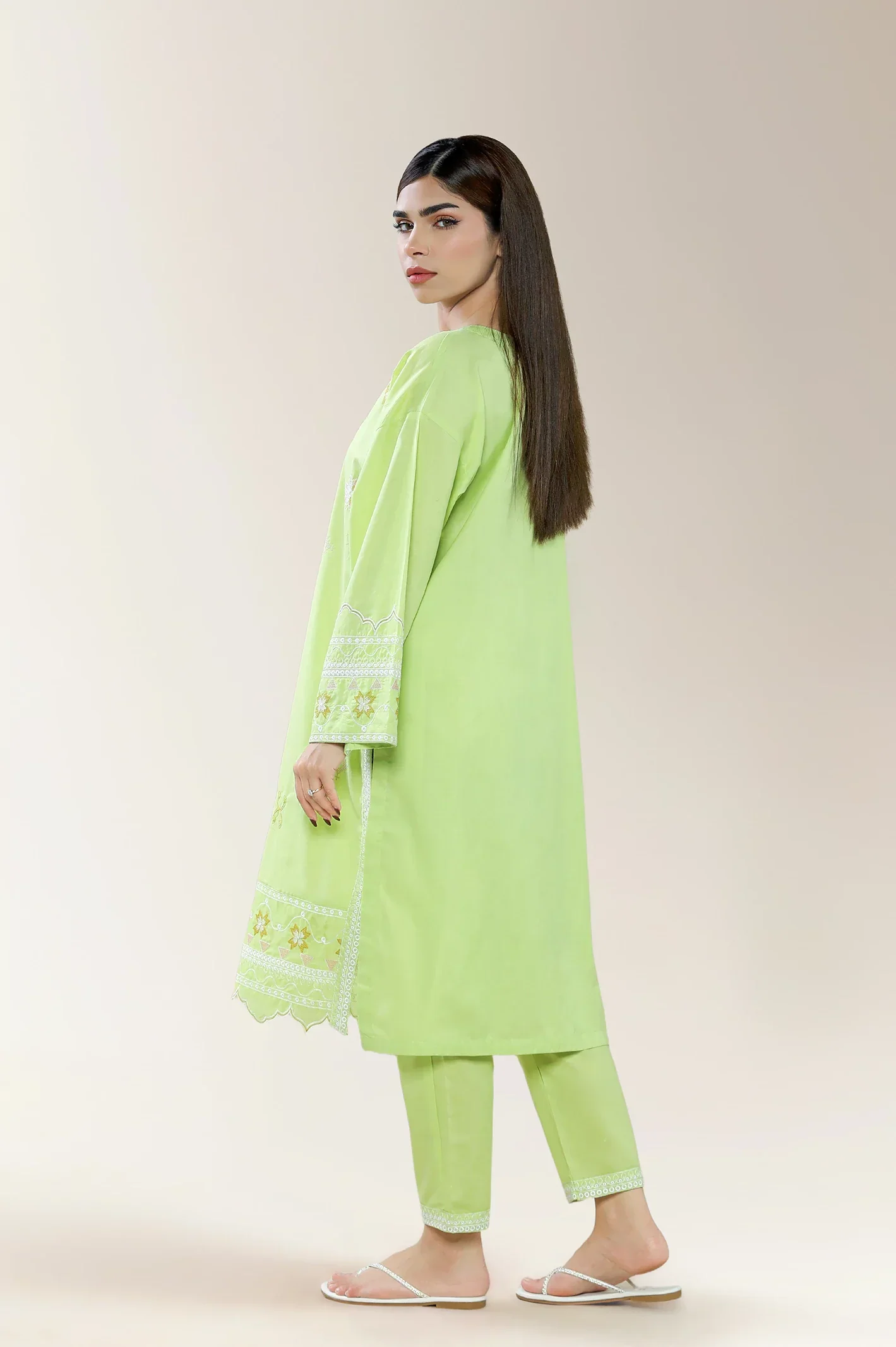 Embroidered Cambric Green 2PC - Image 2