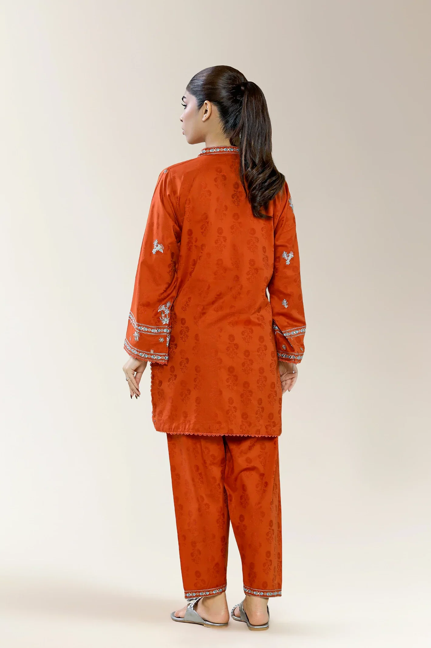 Embroidered Viscose Rust 2PC - Image 2