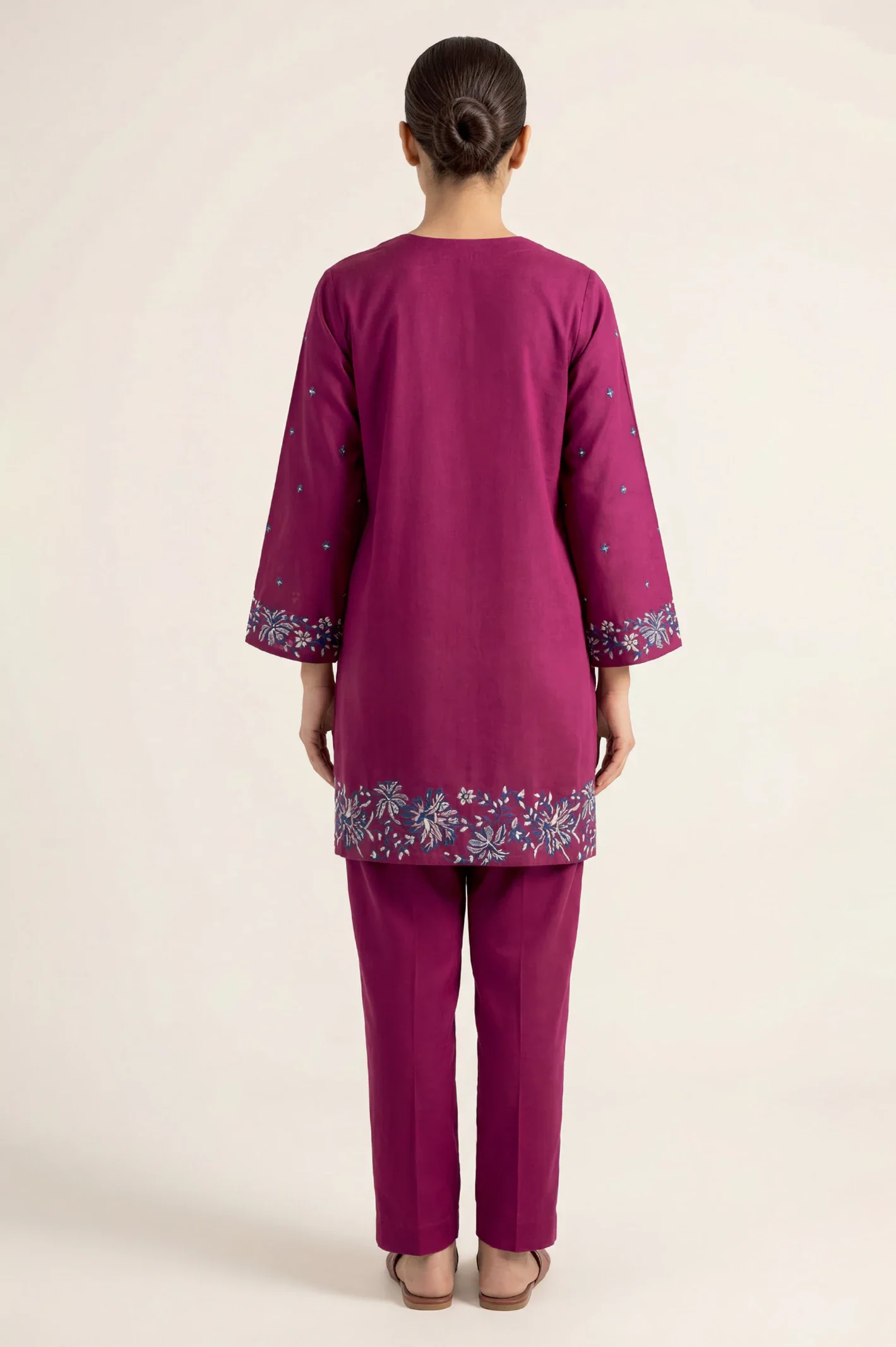 Embroidered Cottel-Magenta 2PC - Image 2
