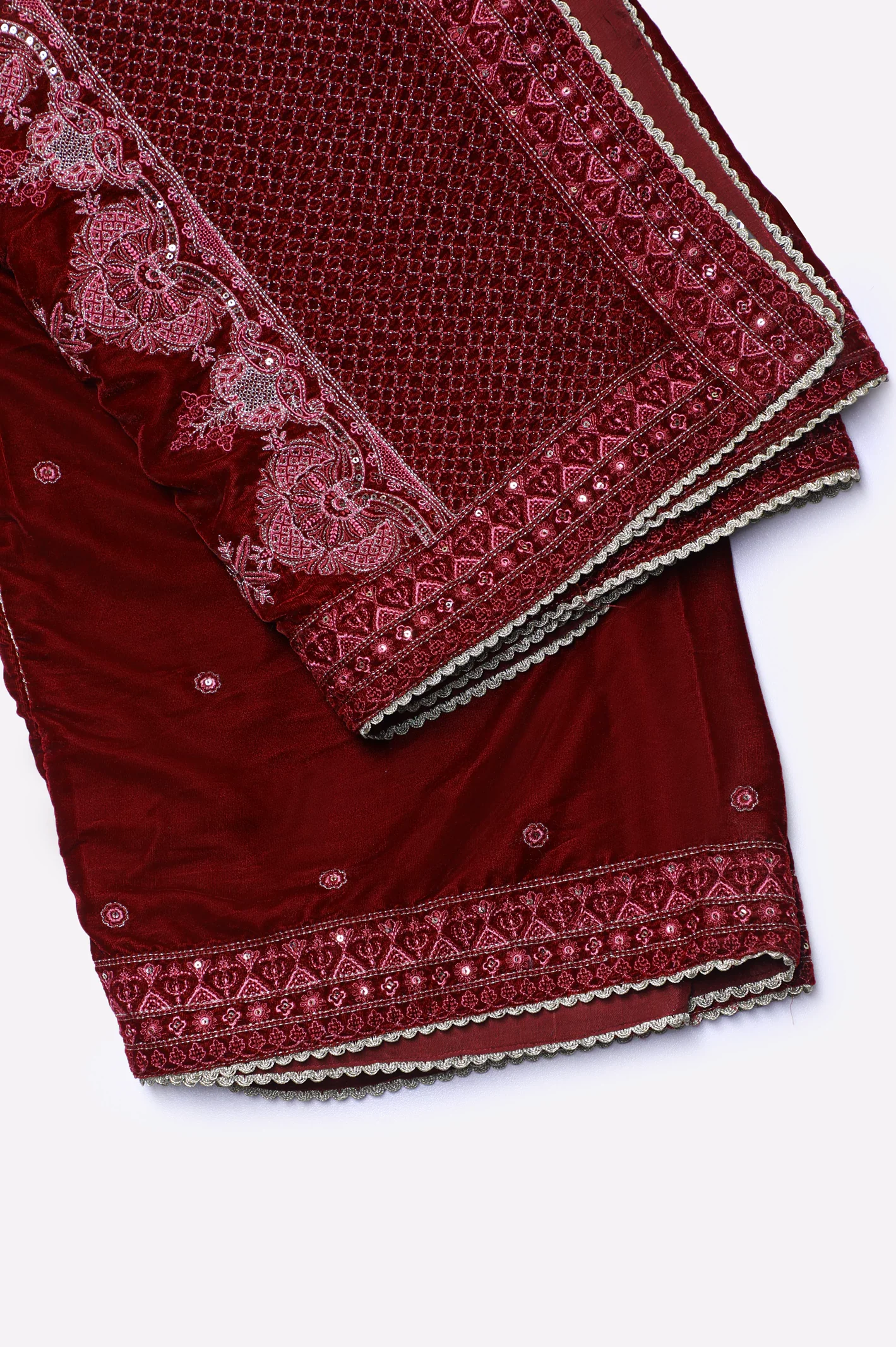 Maroon Embroidered Shawl - Image 2