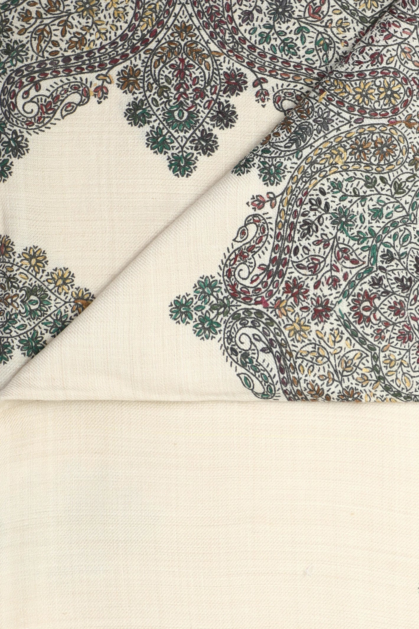 Hand Embroidered Shawl-Beige - Image 2