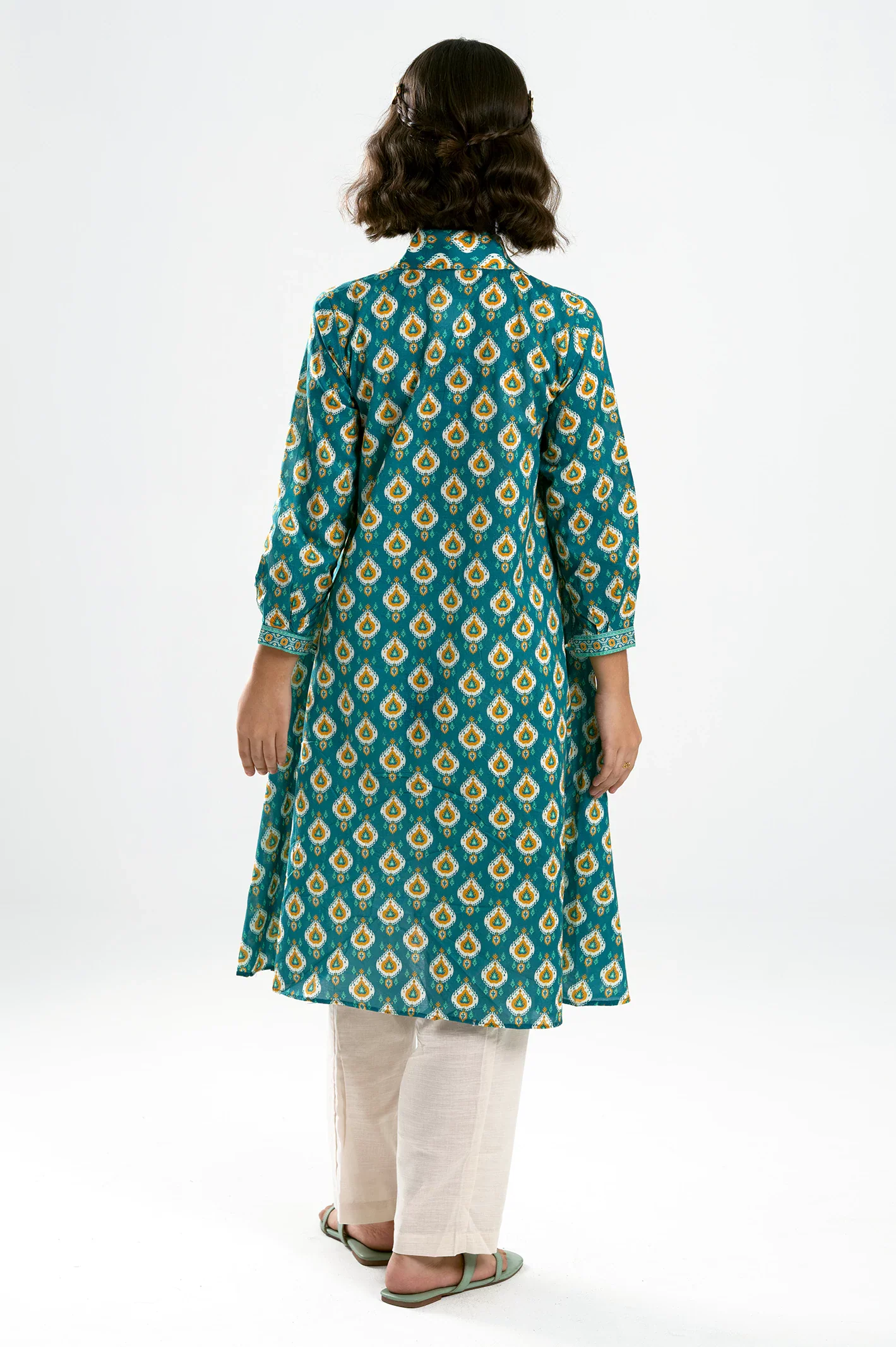 Sea Green Printed Teens Kurti - Image 4