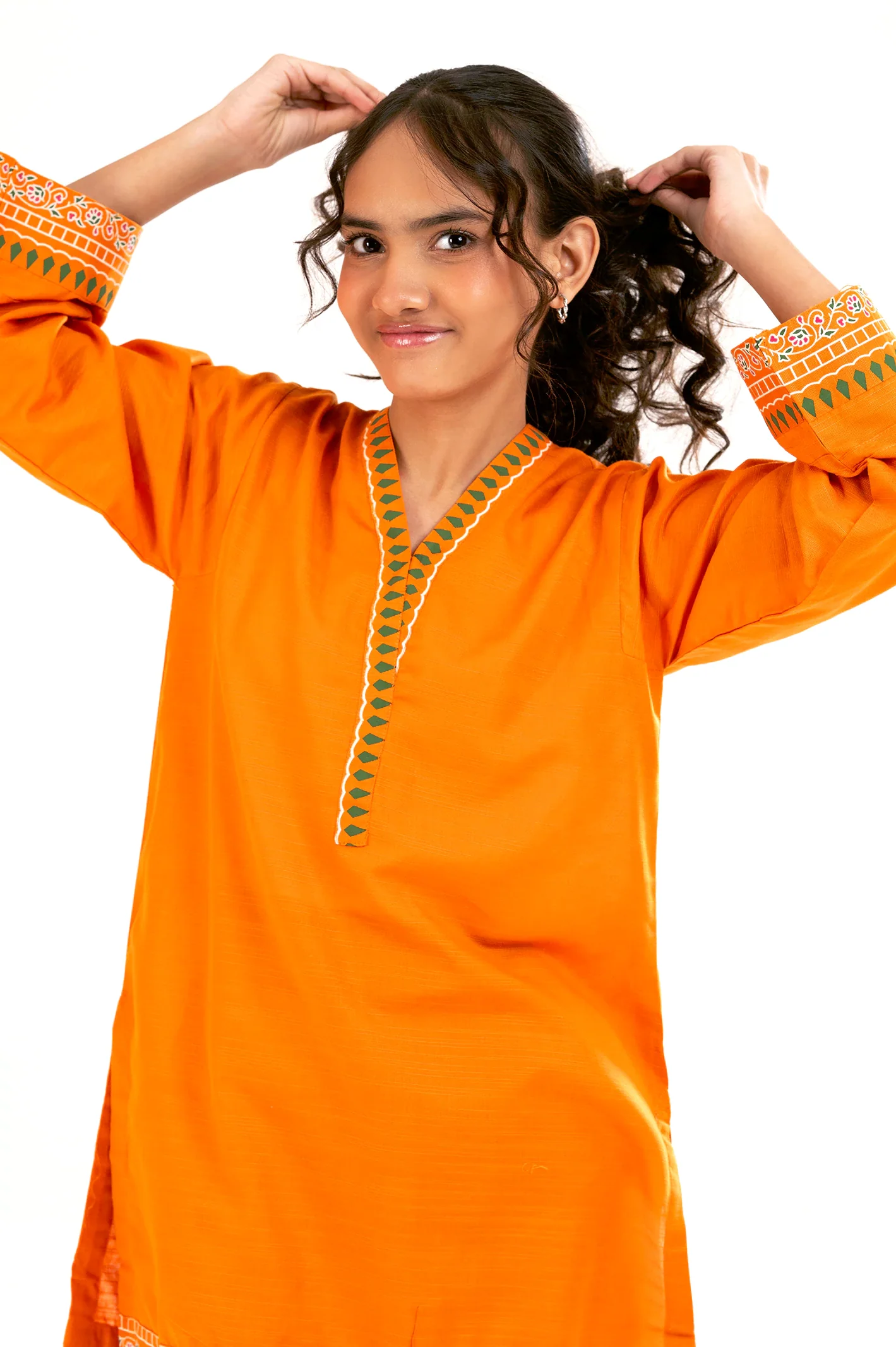 Orange Block Printed Teens 2PC - Image 2