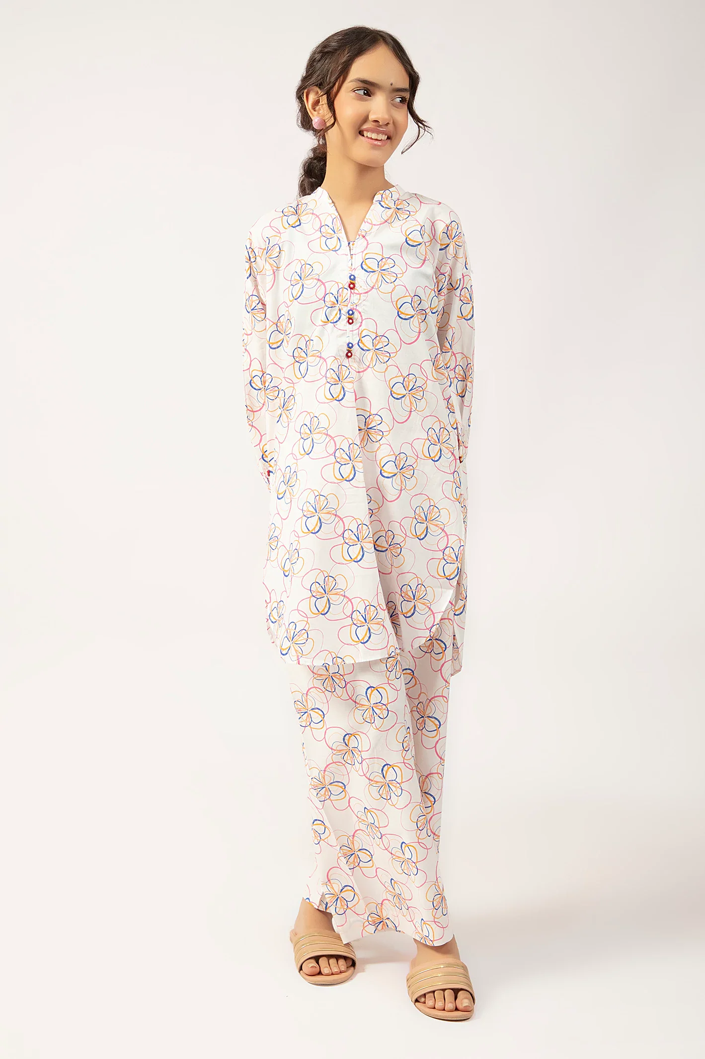 White Printed Teens 2PC - Image 3