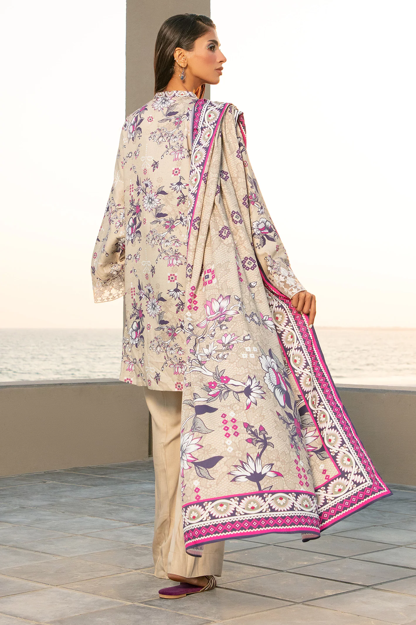 Beige Embroidered 3PC Unstitched - Image 5