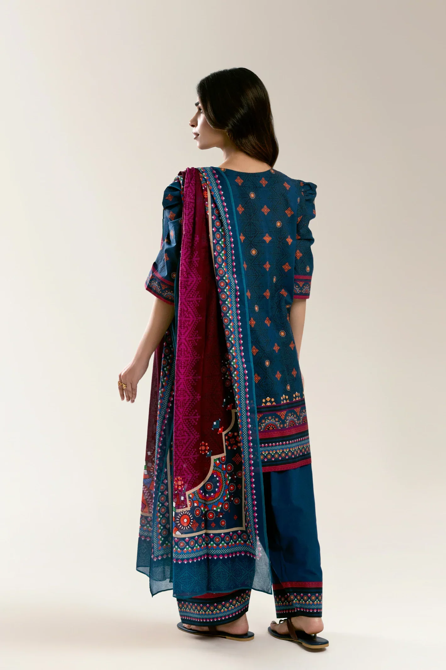 Printed Lawn-Blue Unstitched 3PC - Image 2