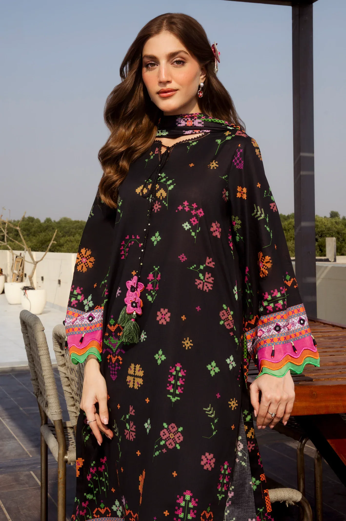 Printed Lawn-Black Unstitched 3PC - Image 6