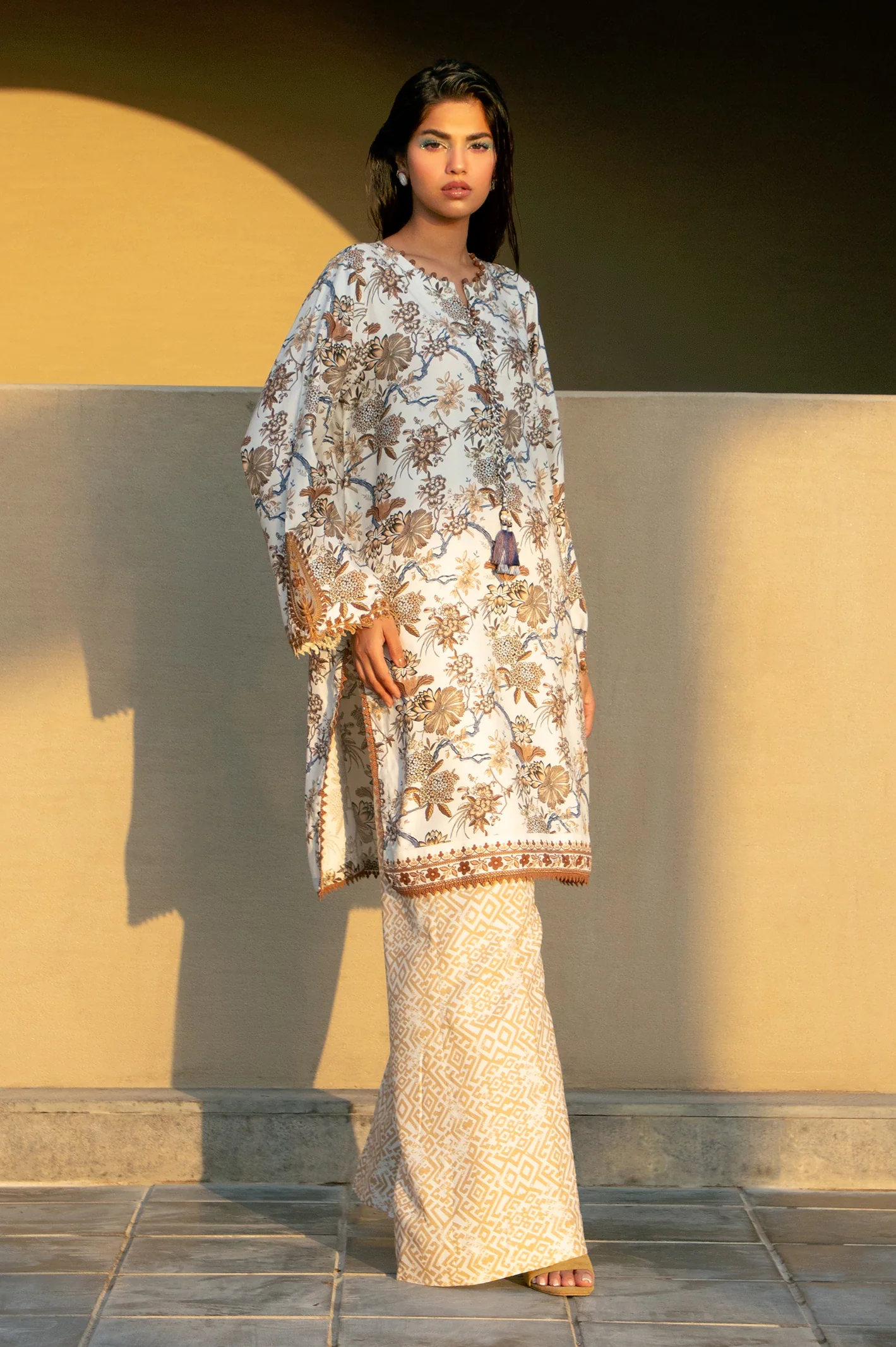 Brown Embroidered Unstitched 2PC - Image 4