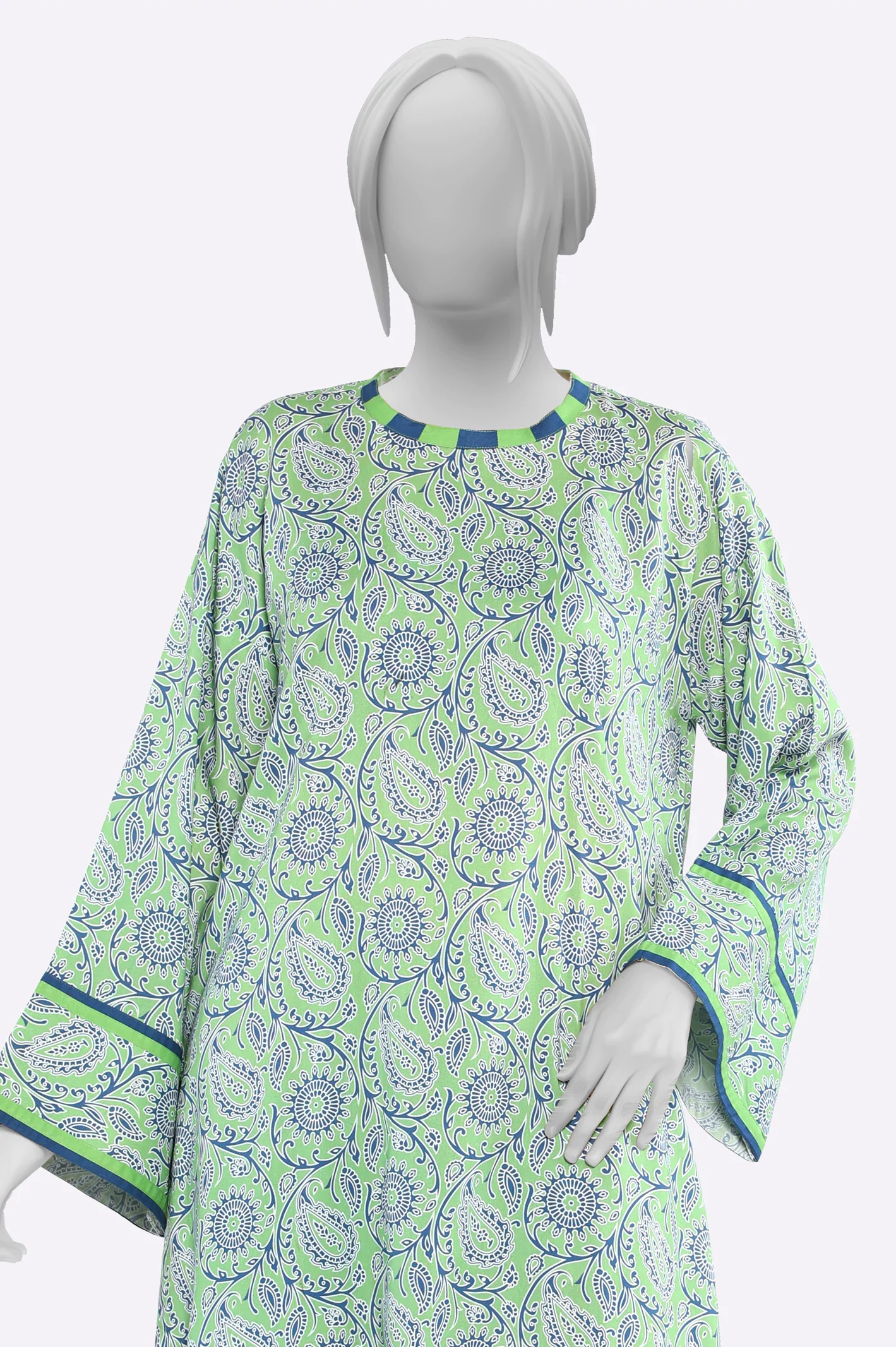 Green Printed Unstitched 2PC - Image 2