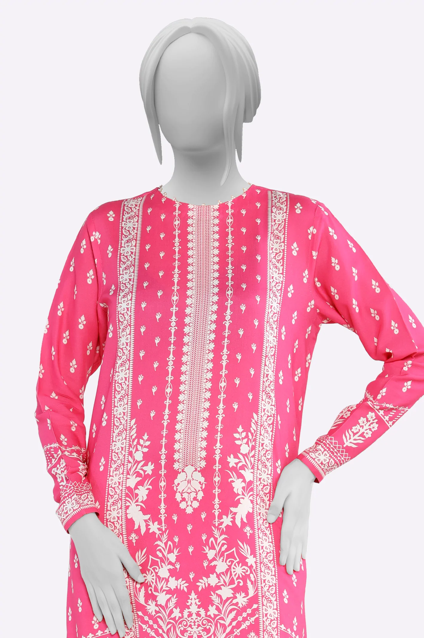 Pink Printed Unstitched 2PC - Image 2